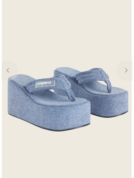 Coperni Shoes - COPERNI Blue Denim Wedge Sandals